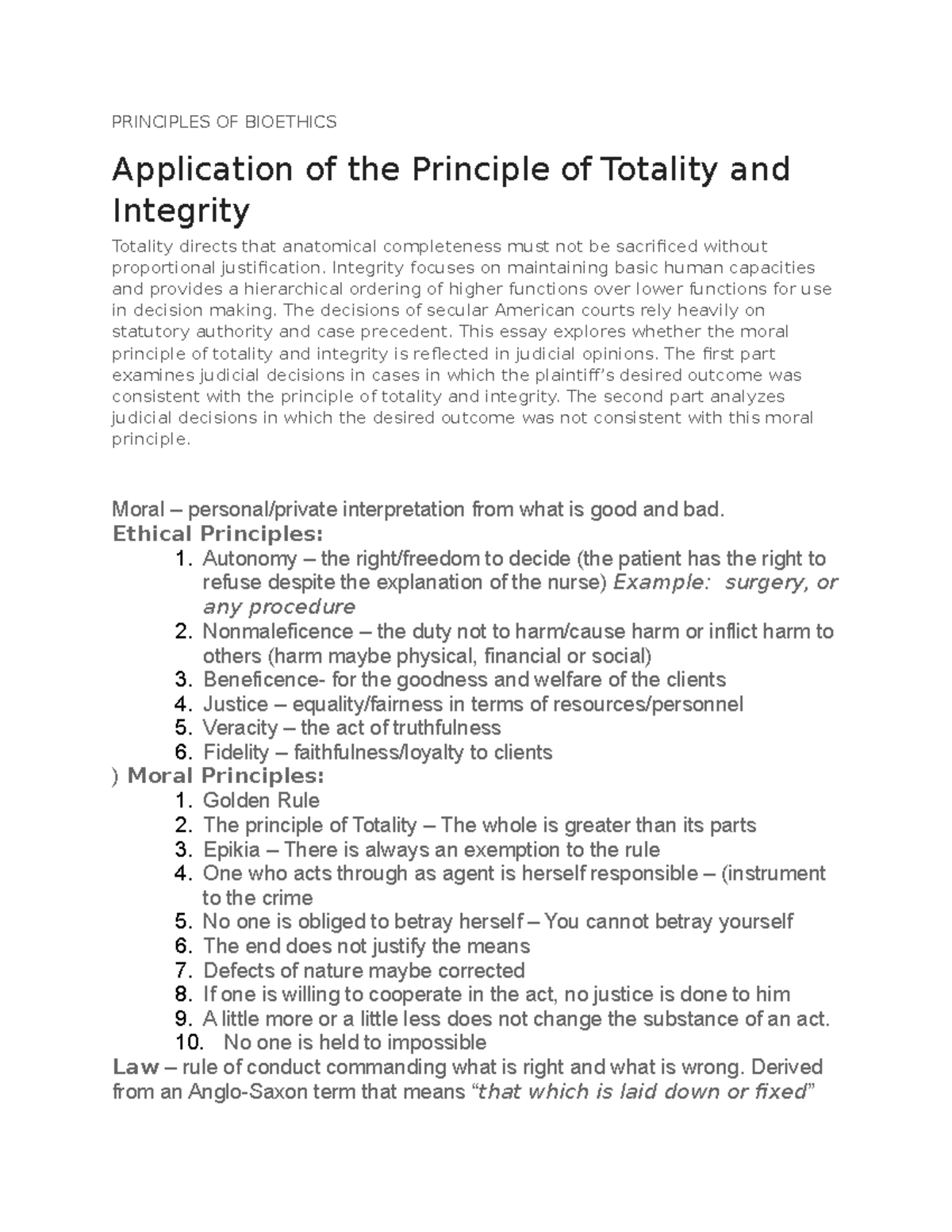 Principles-OF- Bioethics - PRINCIPLES OF BIOETHICS Application Of The ...