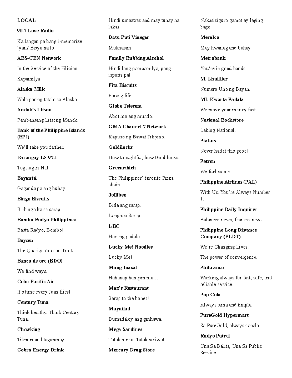 Local AND International Taglines - LOCAL 90 Love Radio Kailangan pa ...