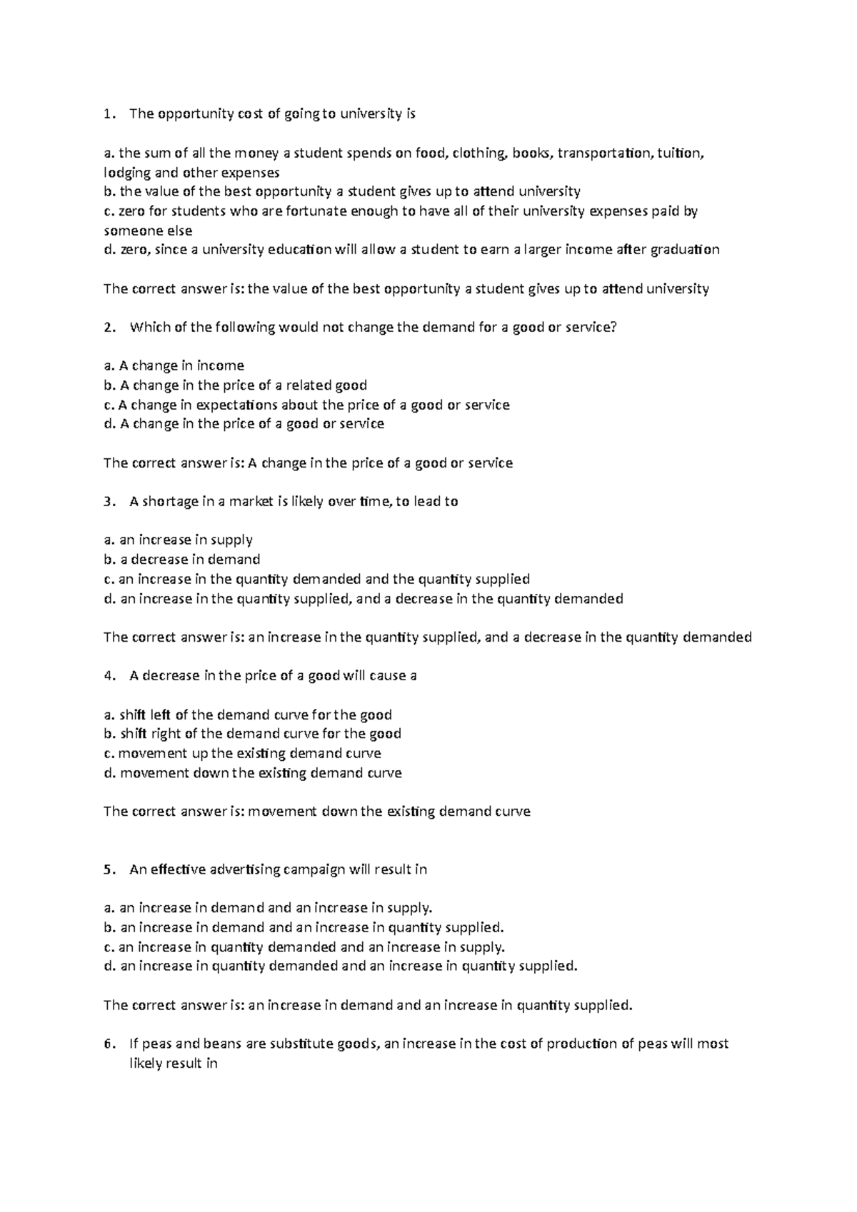 Eco2 - Assessment Quiz - Questions & Answers - 1. The Opportunity Cost 