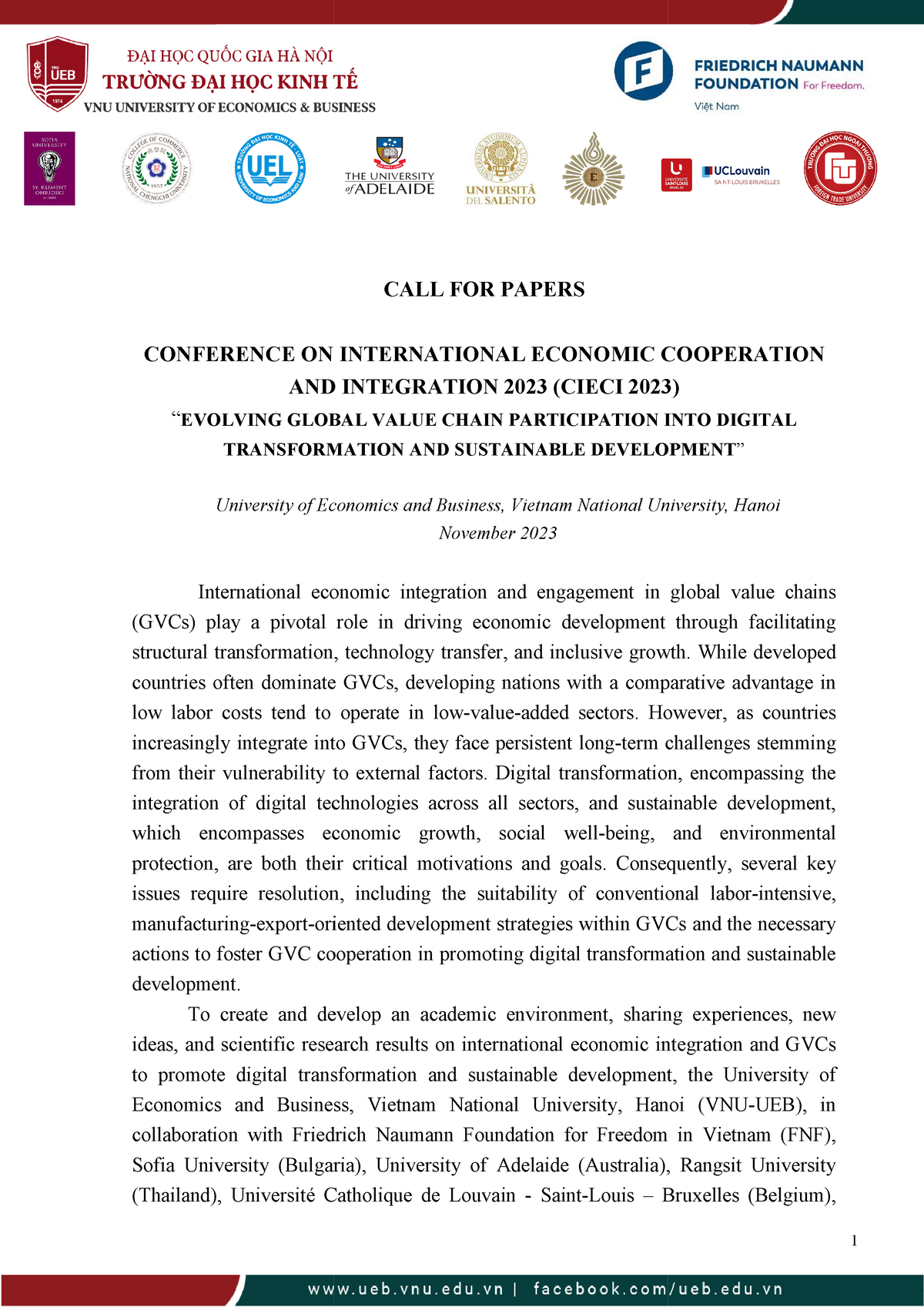 Call For Papers 2023 - CONFERENCE ON INTERNATIONAL ECONOMIC COOPERATION ...