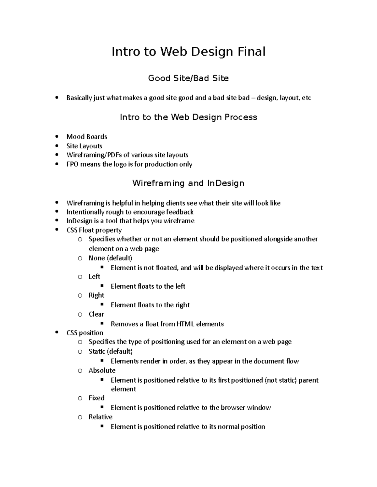 Intro to Web Design Final - Studocu