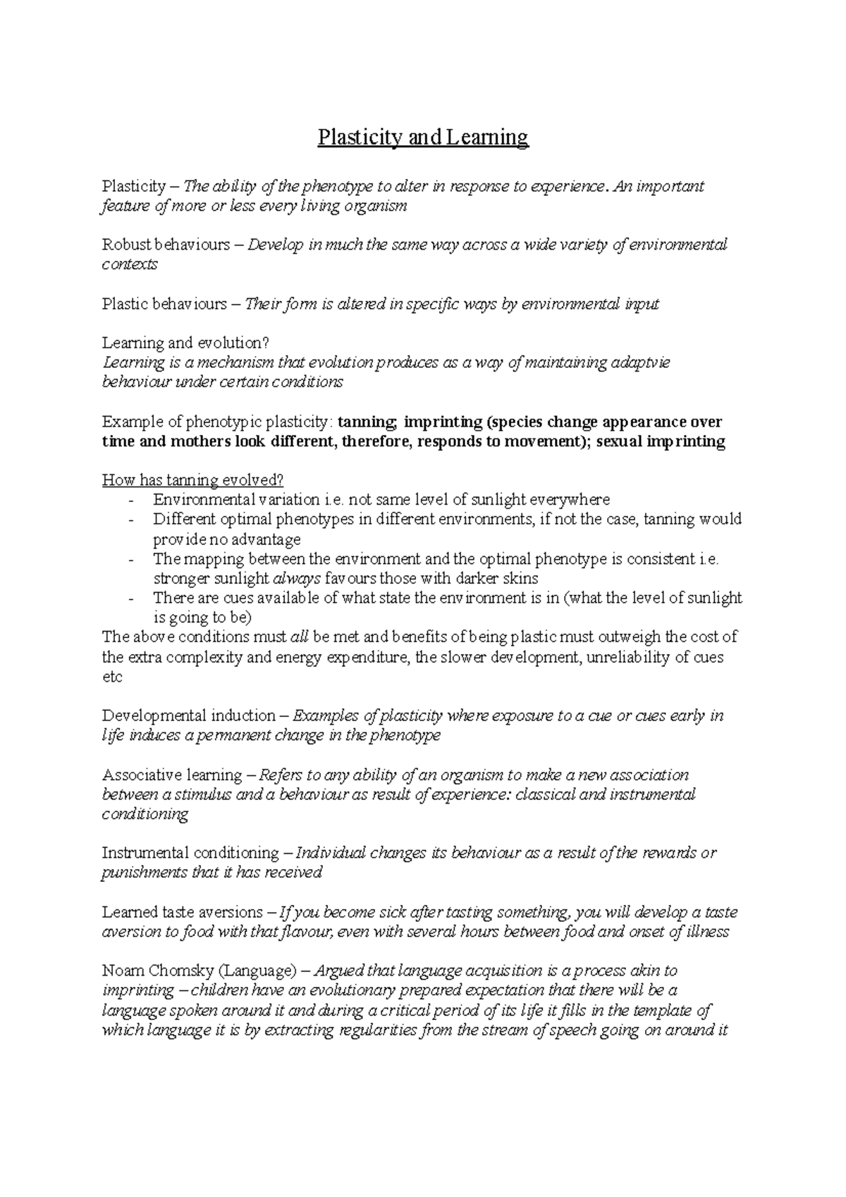 Plasticity and Learning Glossary - Plasticity and Learning Plasticity ...