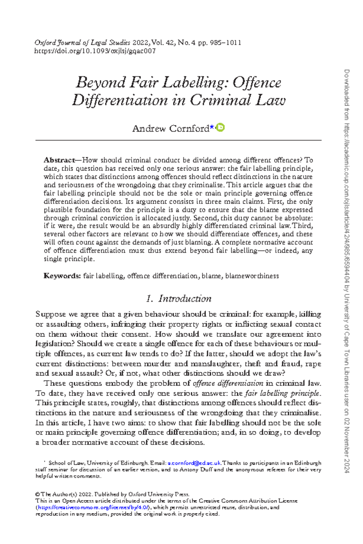 Beyond Fair Labelling Offence Differentiation in Criminal Law Andrew ...