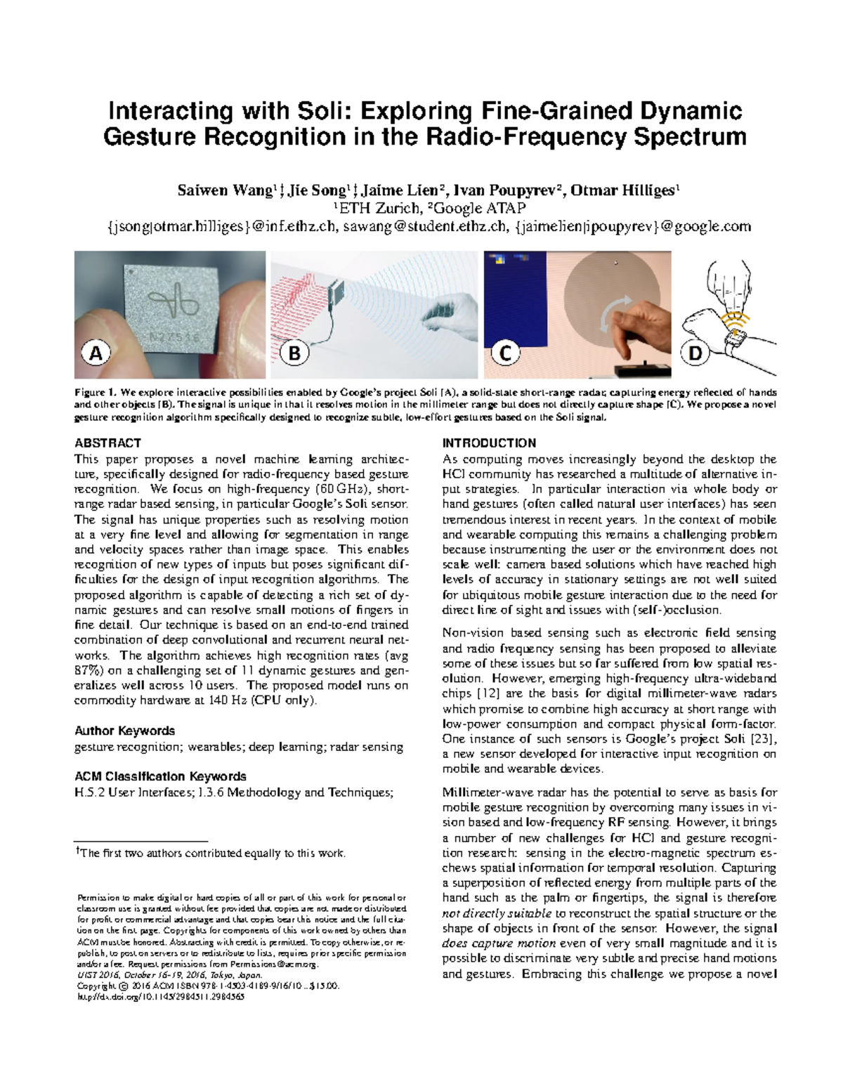 Deep soli Gesture recognition Interacting with Soli Exploring Fine