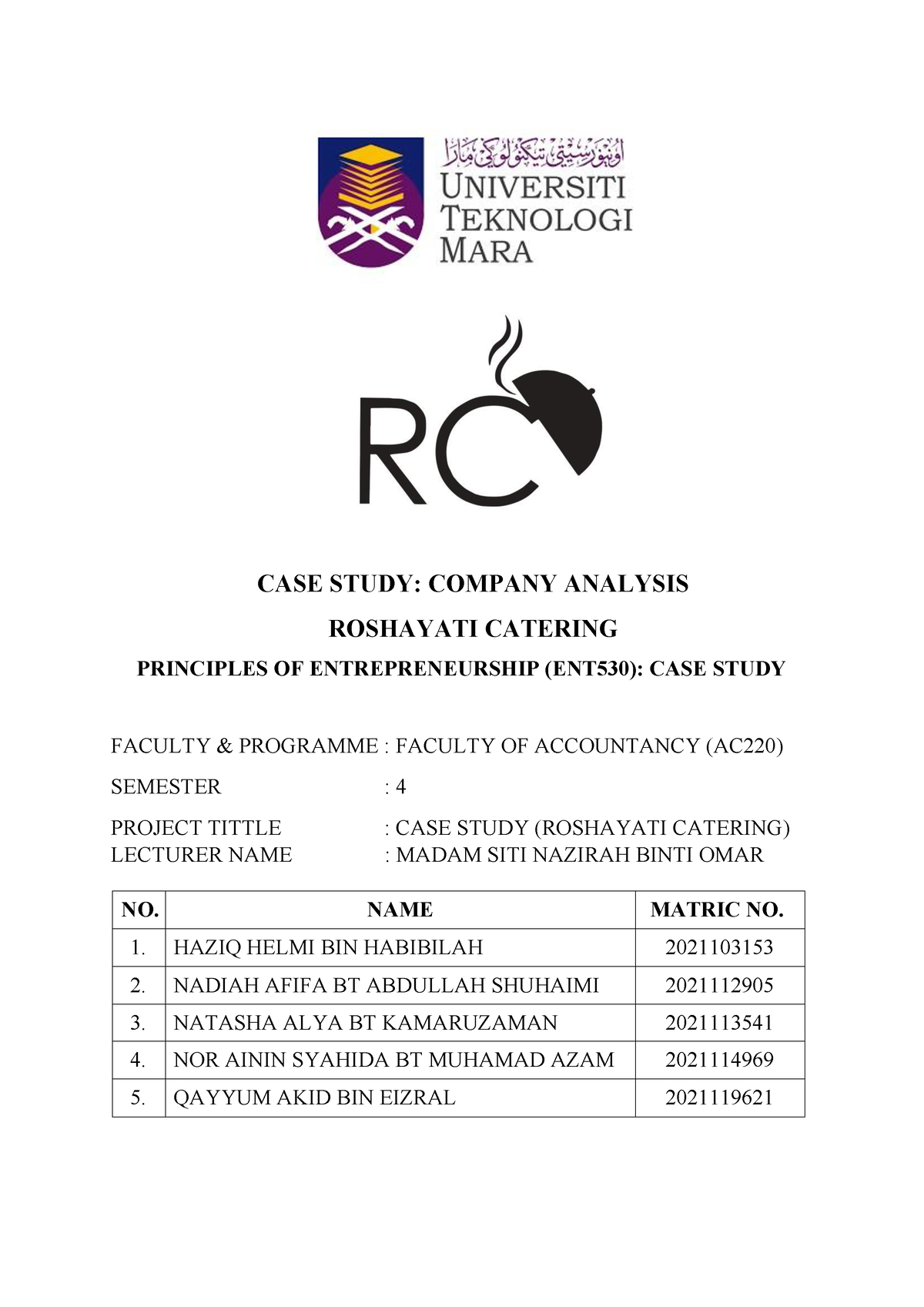 case study report ent530