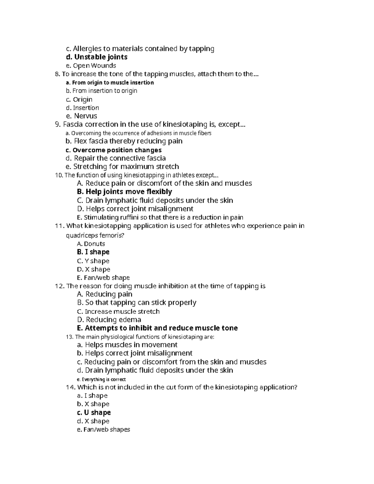 Physiological Responses to Exercise-2 - c. Allergies to materials ...