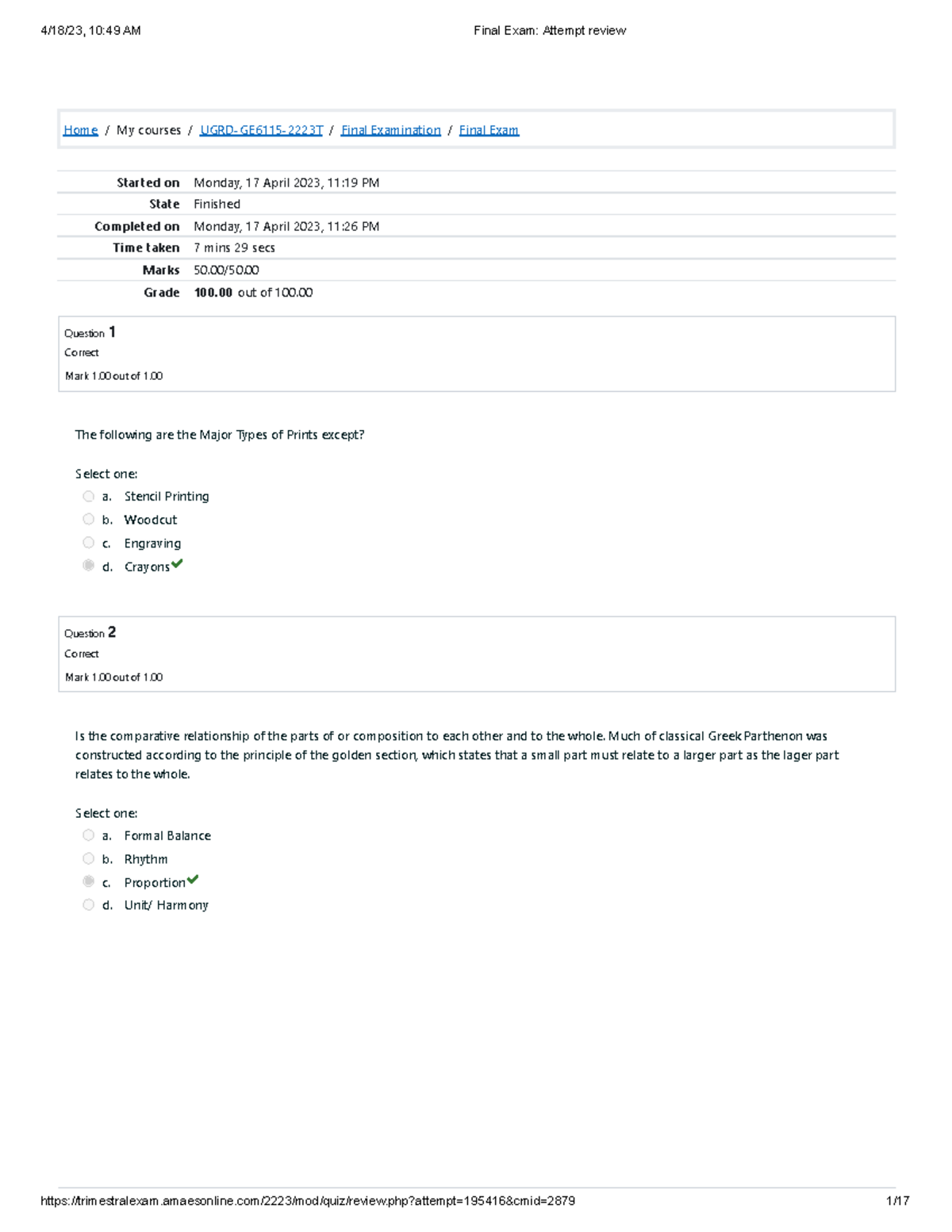 GE6115 Final Exam Attempt review - Home / My courses / UGRD-GE6115 ...