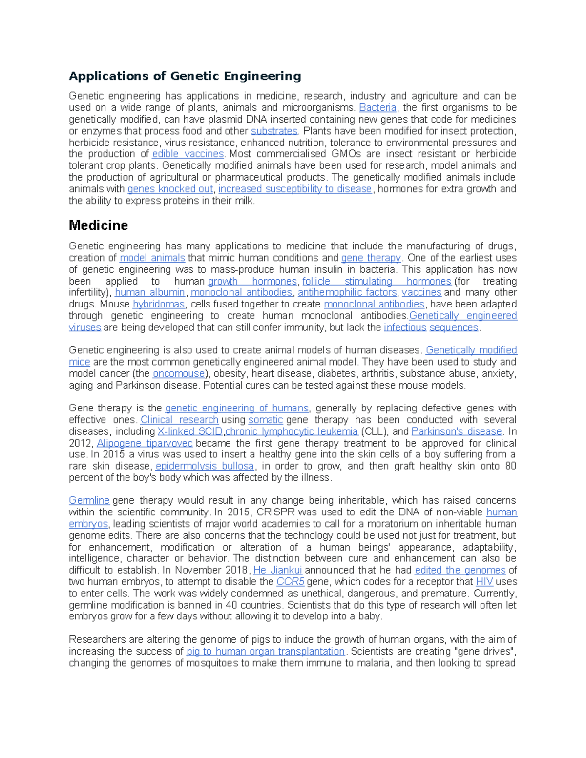 Applications of Genetic Engineering - Applications of Genetic ...