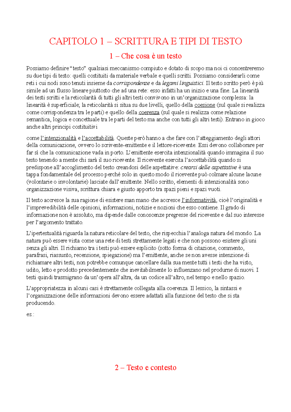 L'italiano scritto - cap - CAPITOLO 1 – SCRITTURA E TIPI DI TESTO 1 ...