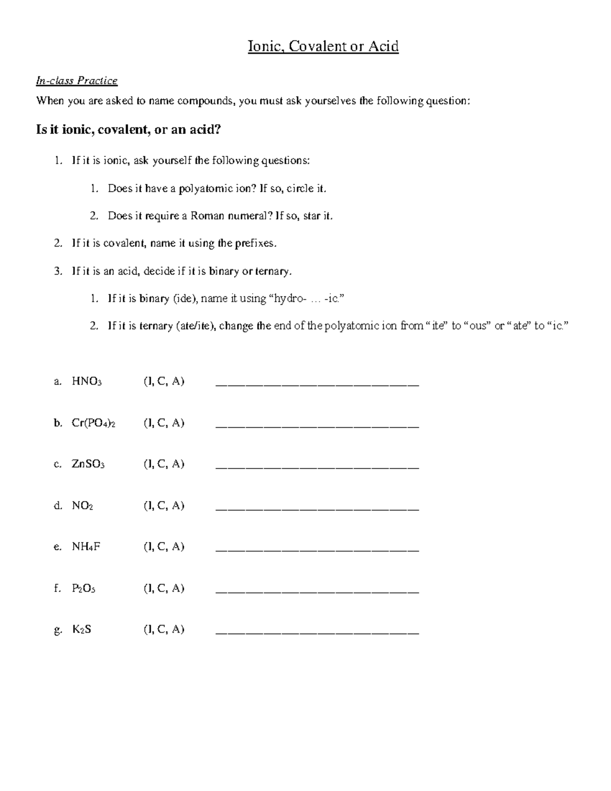 Ionic+Covalent+Acid+Intro+Practice - Ionic, Covalent or Acid In-class ...