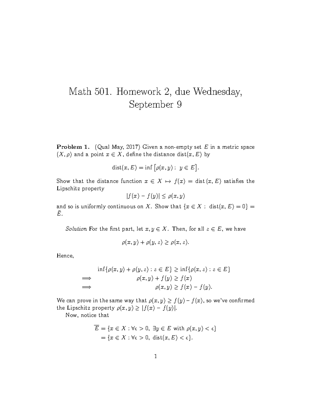 Hw2 FA20 Solutions - Hw2 - Math 501. Homework 2, Due Wednesday ...