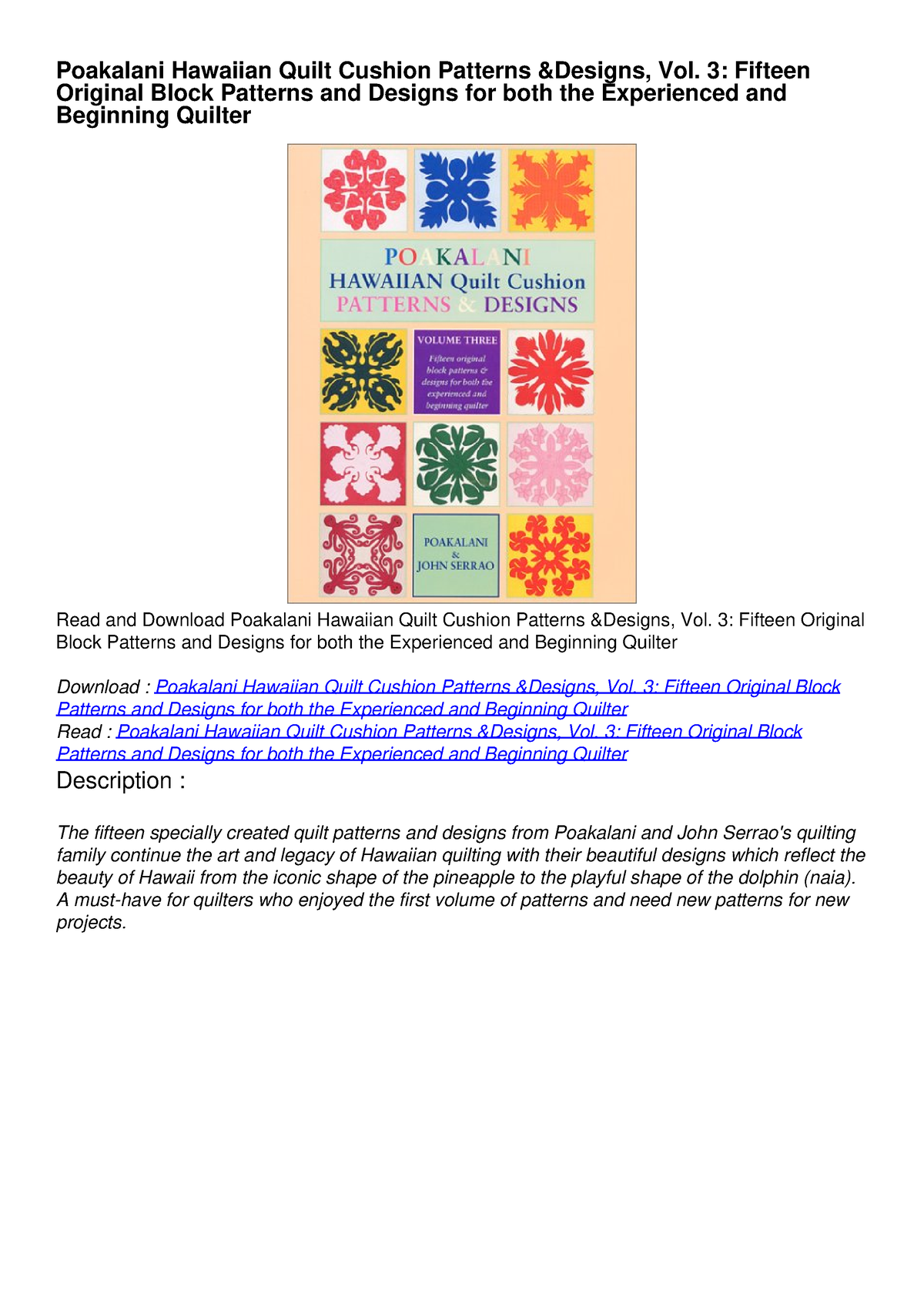 pdf-read-poakalani-hawaiian-quilt-cushion-patterns-designs-vol-3-fifte-poakalani-hawaiian