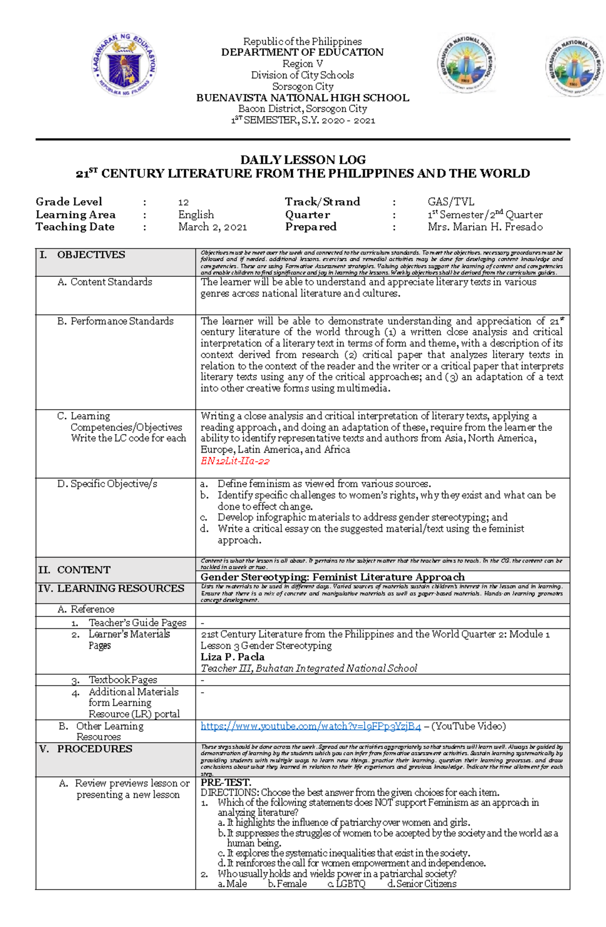 Toaz - Lesson - Republic of the Philippines DEPARTMENT OF EDUCATION ...