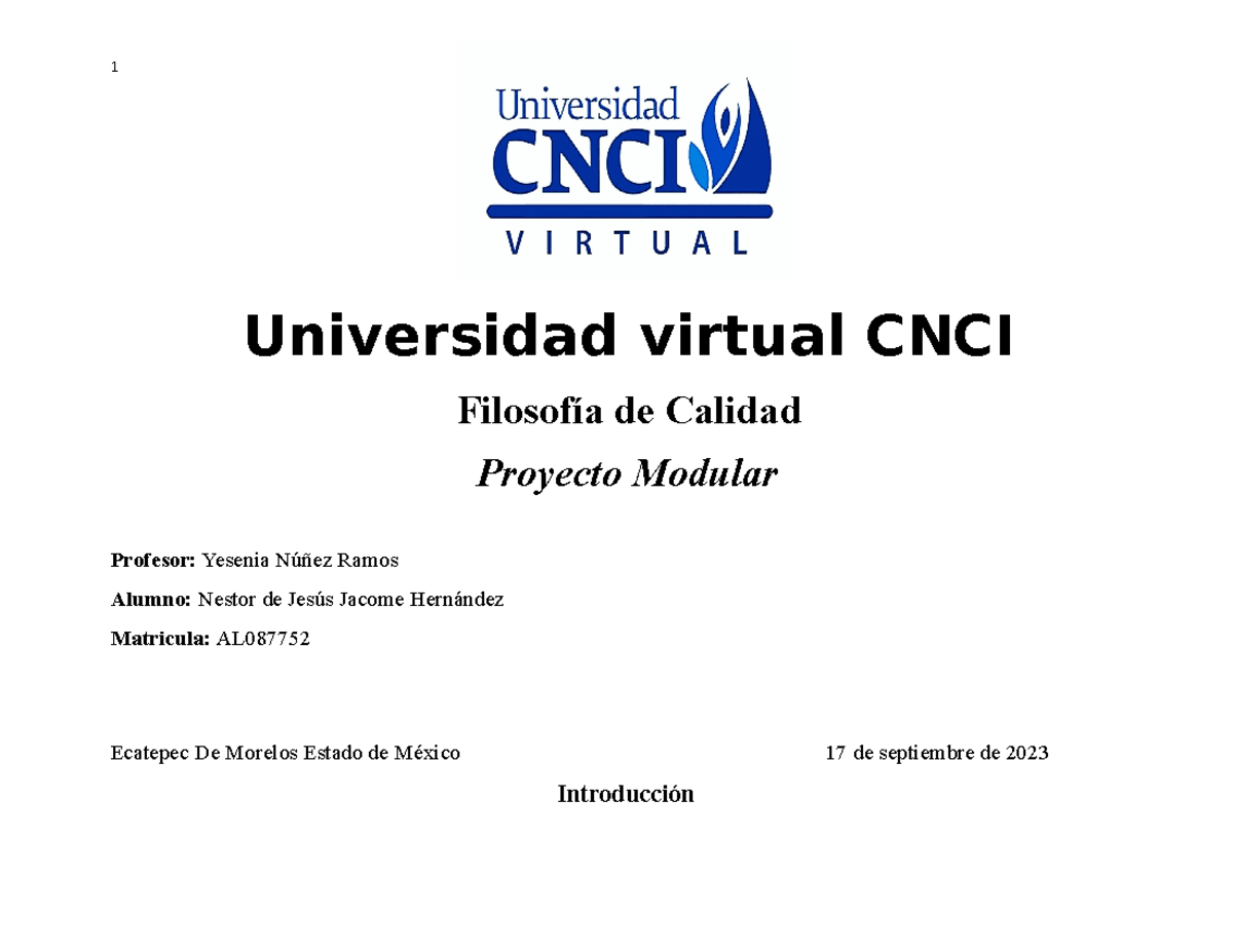 Filosofia De La Calidad-Proyecto Modular[ 1041] - 1 Universidad Virtual ...