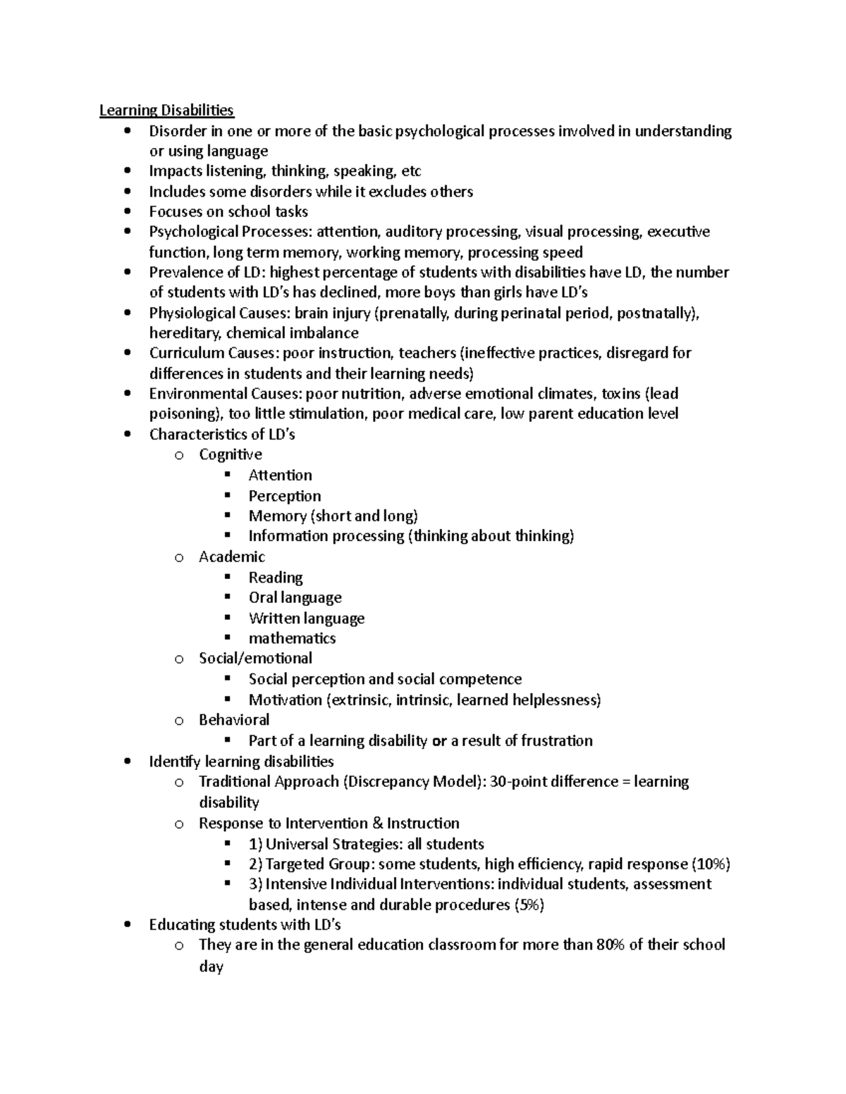 Chapter 5 notes - Learning Disabilities - Learning Disabilities ...