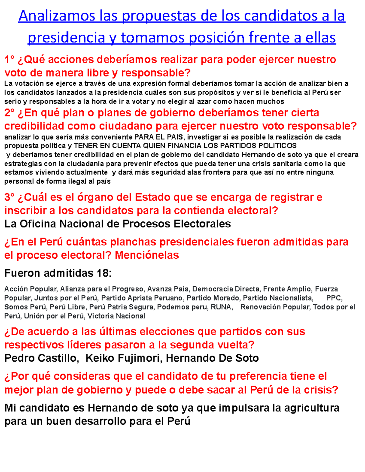 Analizamos Las Propuestas De Los Candidatos A La Presidencia Y Tomamos ...