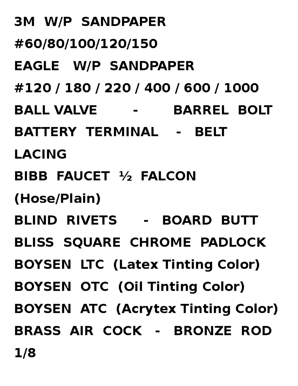 Stock ITEM Label - 3M W/P SANDPAPER #60/80/100/120/ EAGLE W/P SANDPAPER ...