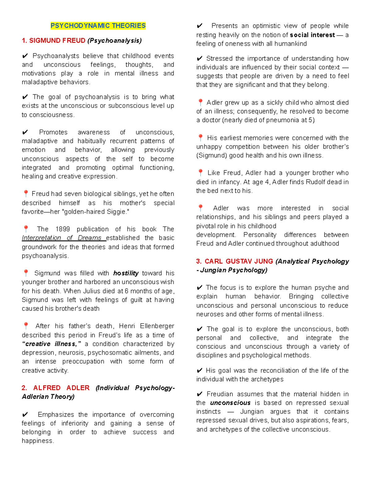 Notes - N/A - PSYCHODYNAMIC THEORIES SIGMUND FREUD (Psychoanalysis ...