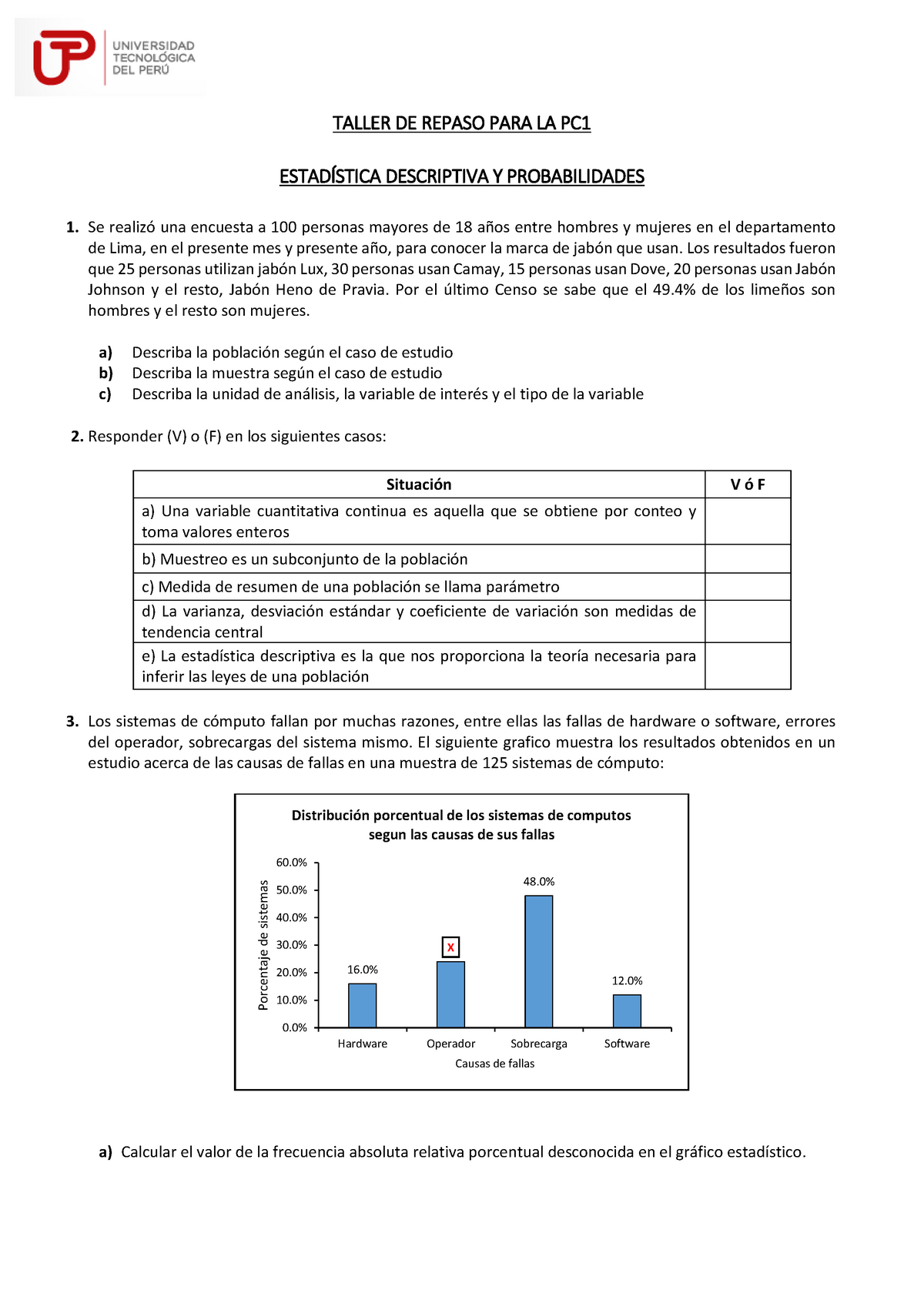 Estadistica Descriptiva Y Probabilidades Taller Previo A LA PC1 - CGT ...