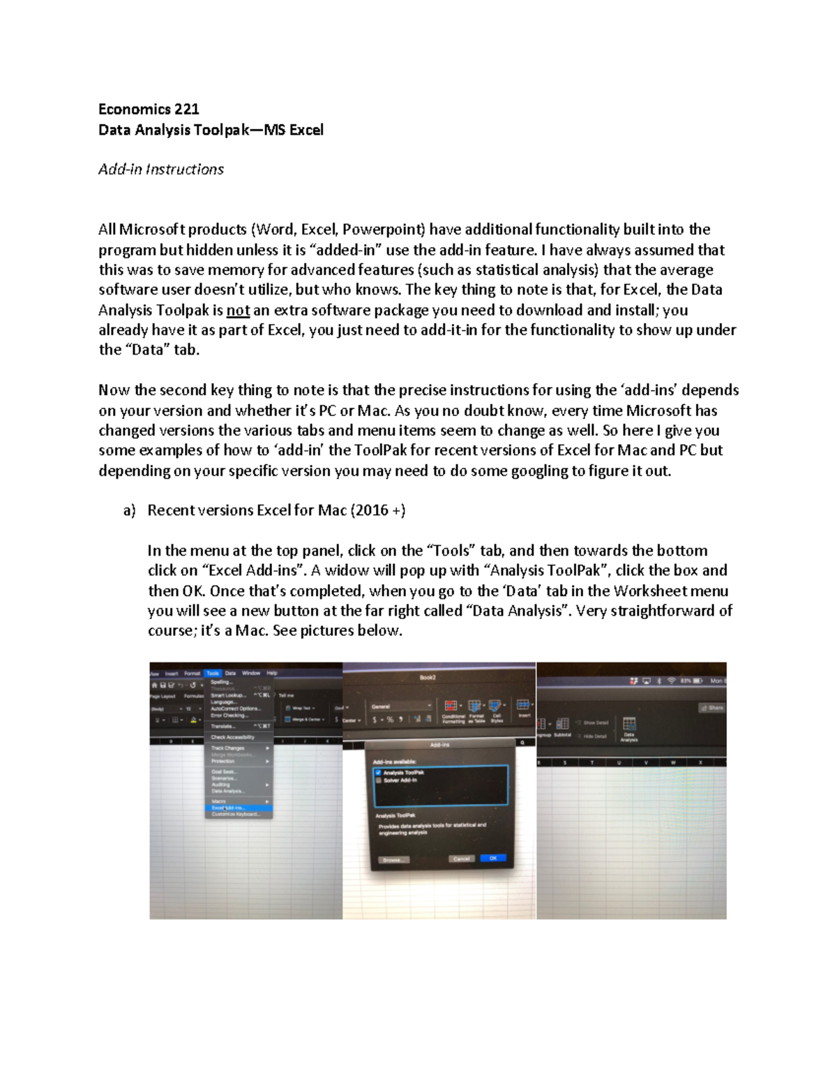 download analysis toolpak for excel mac