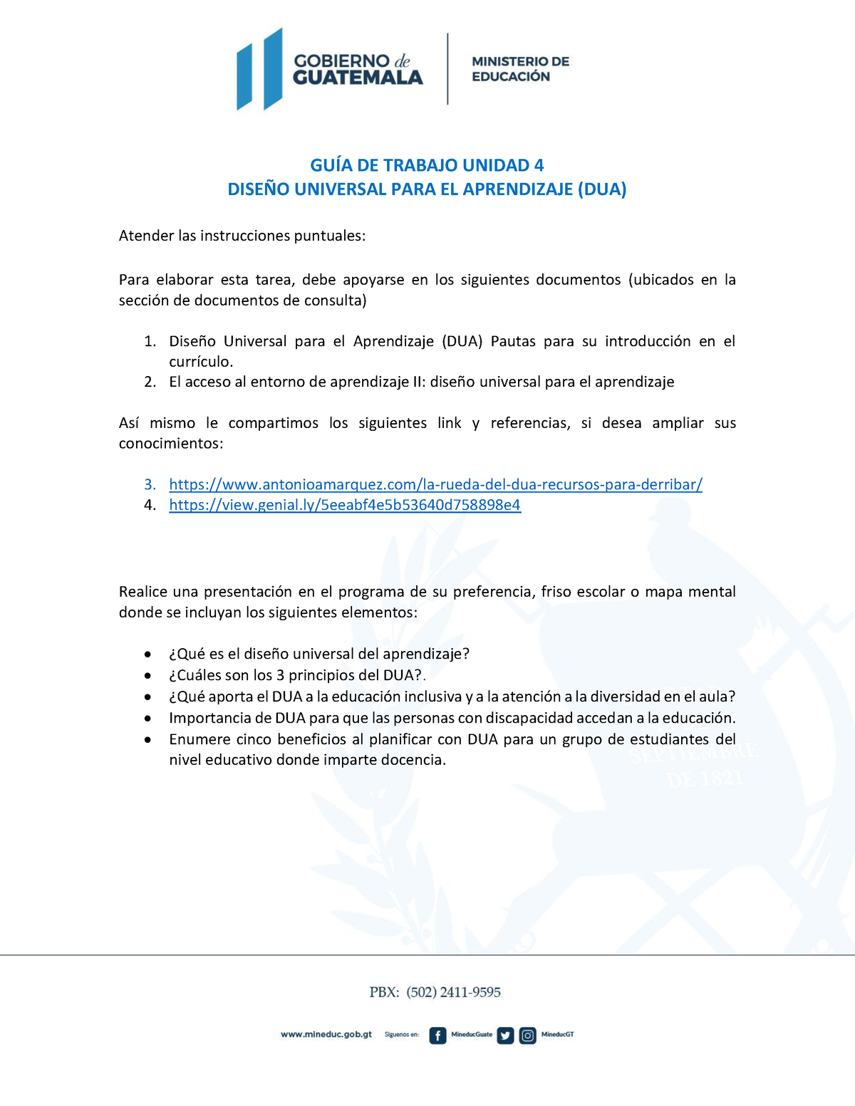 Guia De Trabajo Unidad Gu A De Trabajo Unidad Diseo Universal Para El Aprendizaje Dua