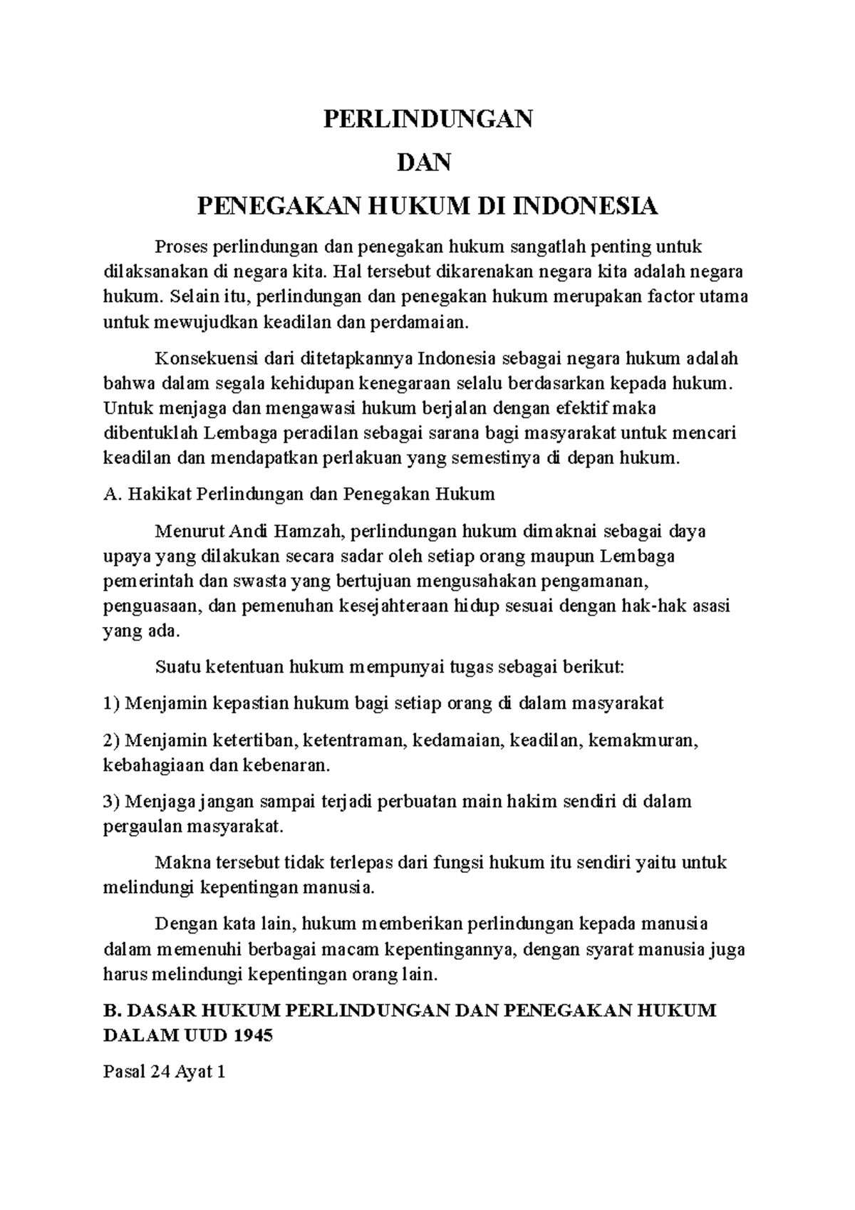 Perlindungan DAN Penegakan Hukum Materi Kelas XII SMA - PERLINDUNGAN ...