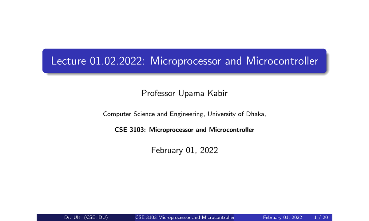 Lecture 2 - Microcontroller Theory - Lecture 01.02: Microprocessor And ...