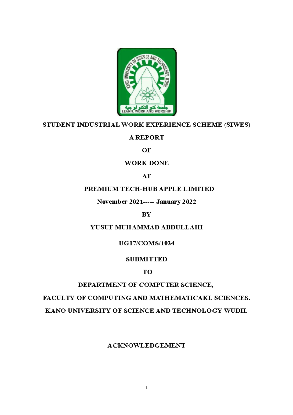 Student Industrial WORK Experience Scheme STUDENT INDUSTRIAL WORK