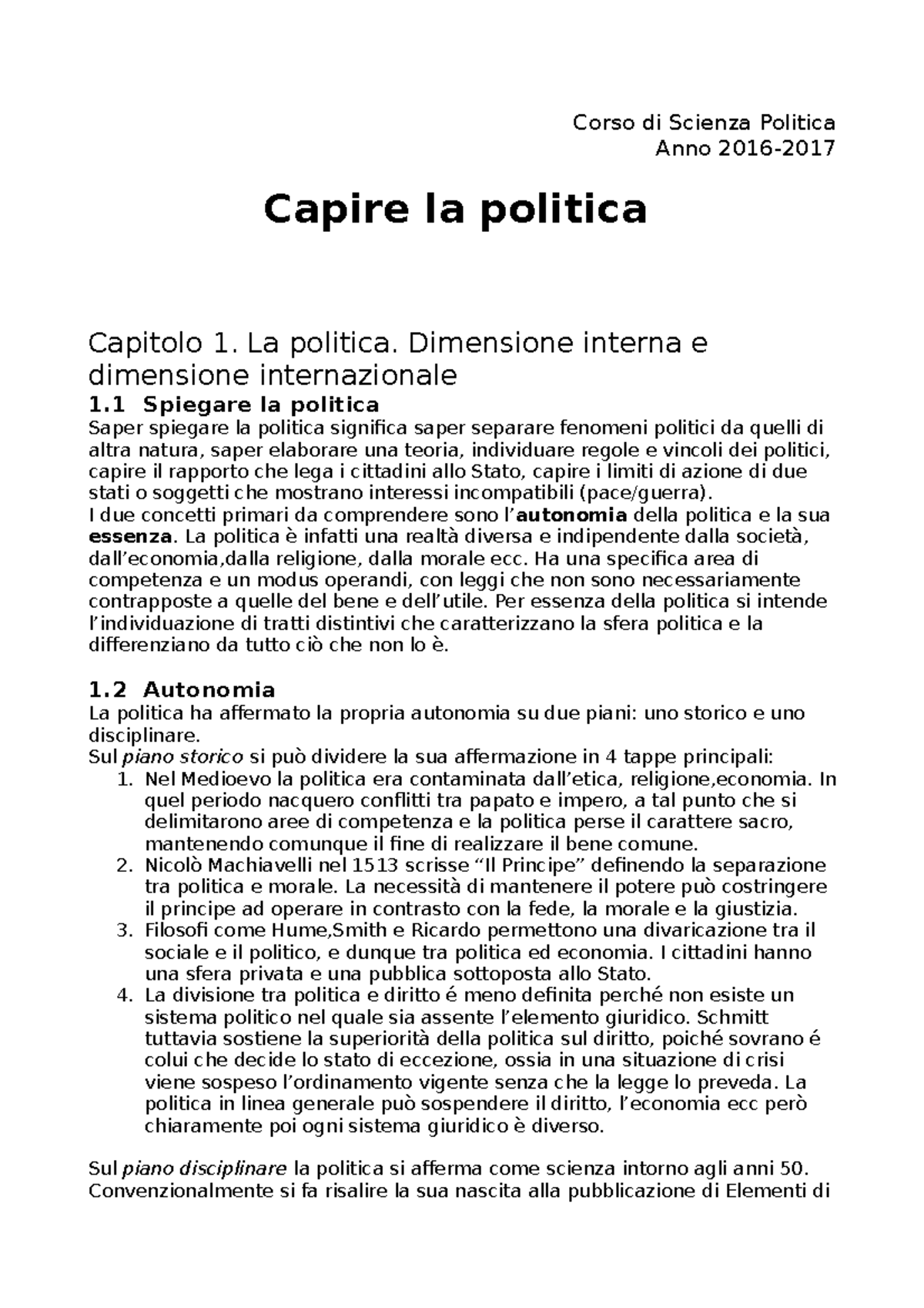 Scienza Politica Riassunto - Corso Di Scienza Politica Anno 2016 ...