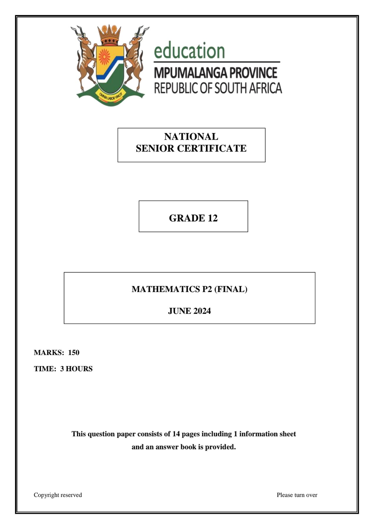 Mathematics P2 QP ENG - Studocu