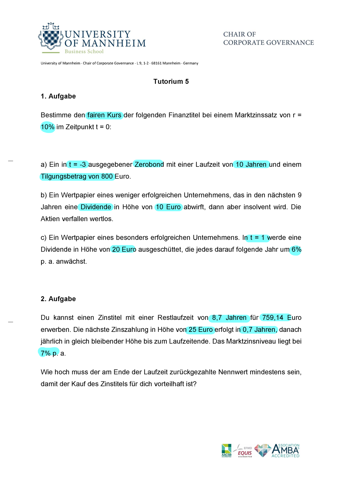 Tutorium 5 - Tut 5 Mit Lösung - Tutorium 5 Aufgabe Bestimme Den Fairen ...