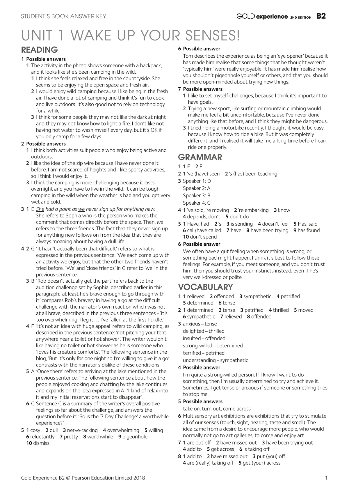 Gold Experience B2 Student Book Answer Key book 4joy 1 Possible 