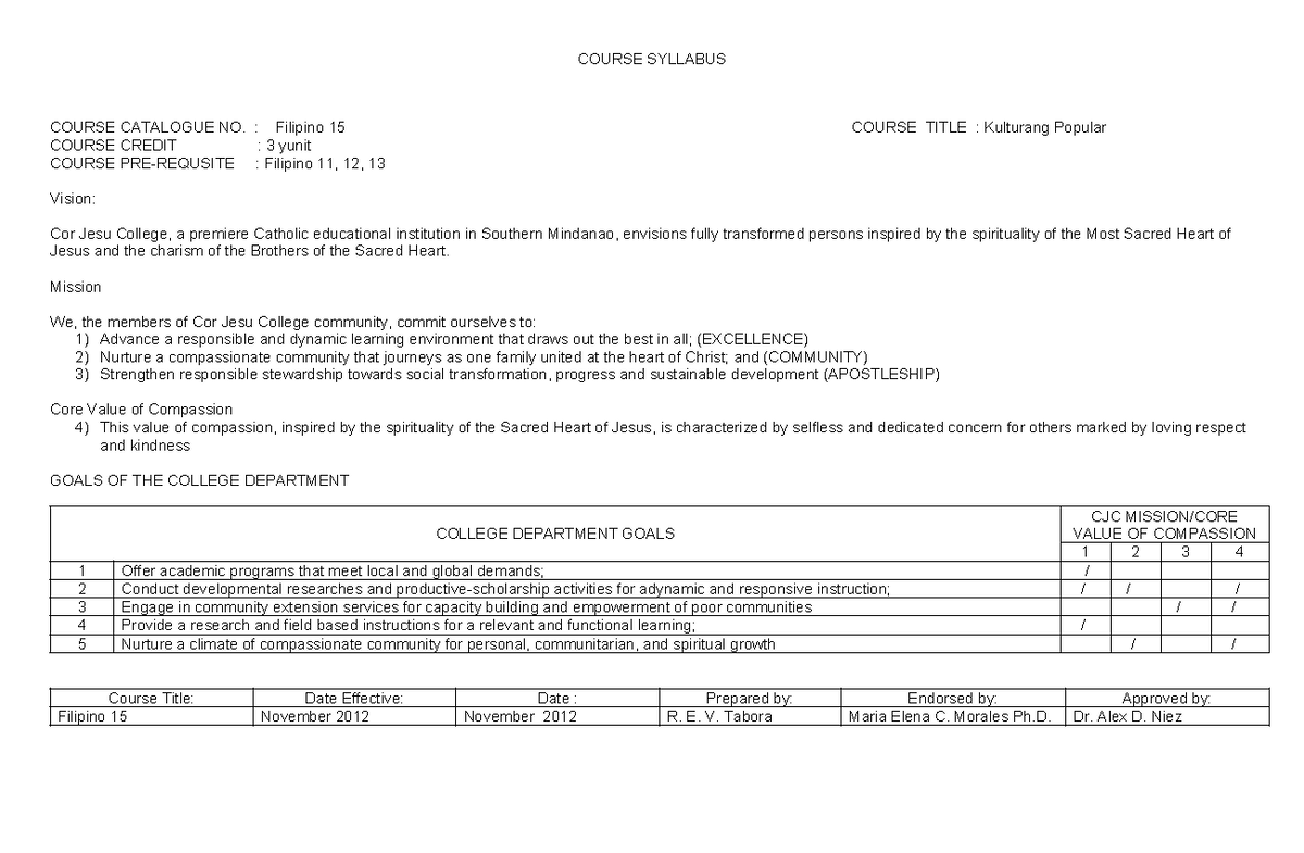 Pdfcoffee - This is for references and lecture notes. - COURSE SYLLABUS ...
