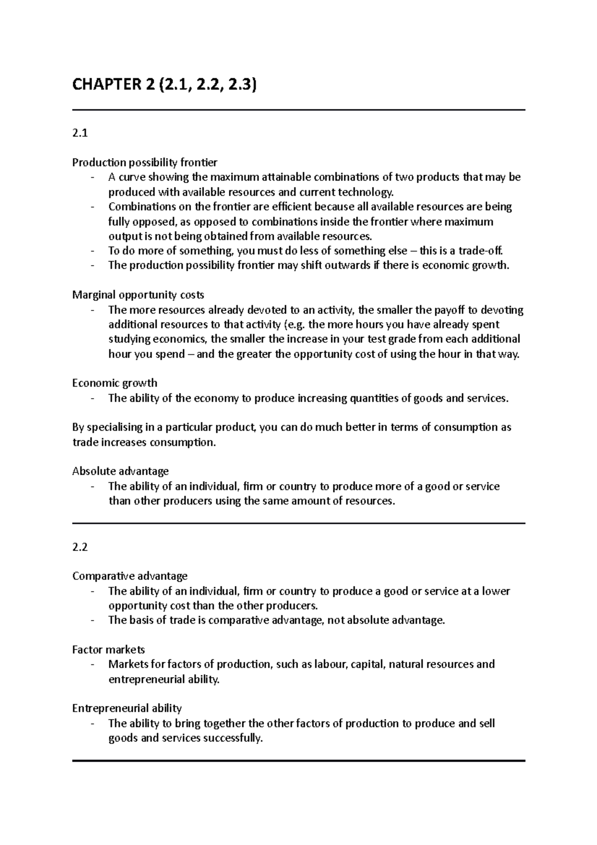 Chapter 2 - Lecture notes 2 - CHAPTER 2 (2, 2, 2) 2. Production ...