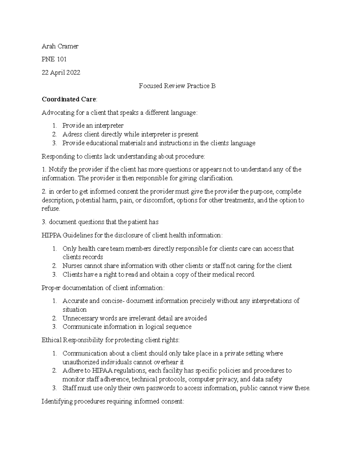 Focused review prac b funds - Arah Cramer PNE 101 22 April 2022 Focused ...