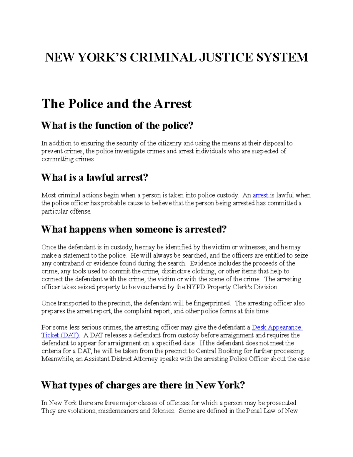 NY's Criminal Justice System - NEW YORK’S CRIMINAL JUSTICE SYSTEM The ...