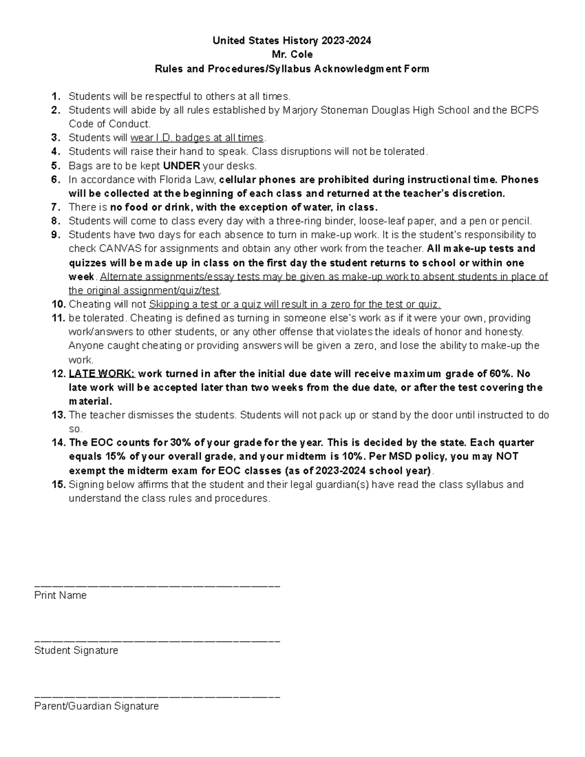Cole+23-24+USH+Syllabus+Acknowledgement - United States History 2023 ...