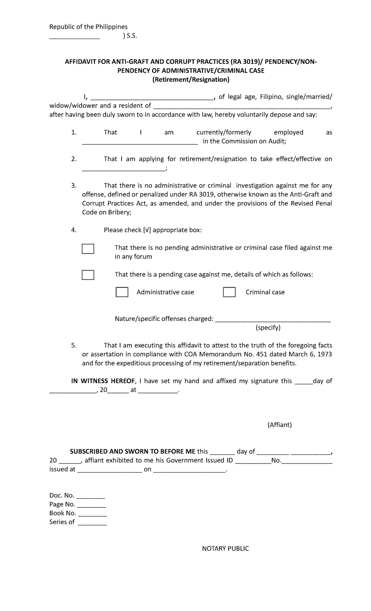 Affidavit - For educational purposes - Republic of the Philippines ...