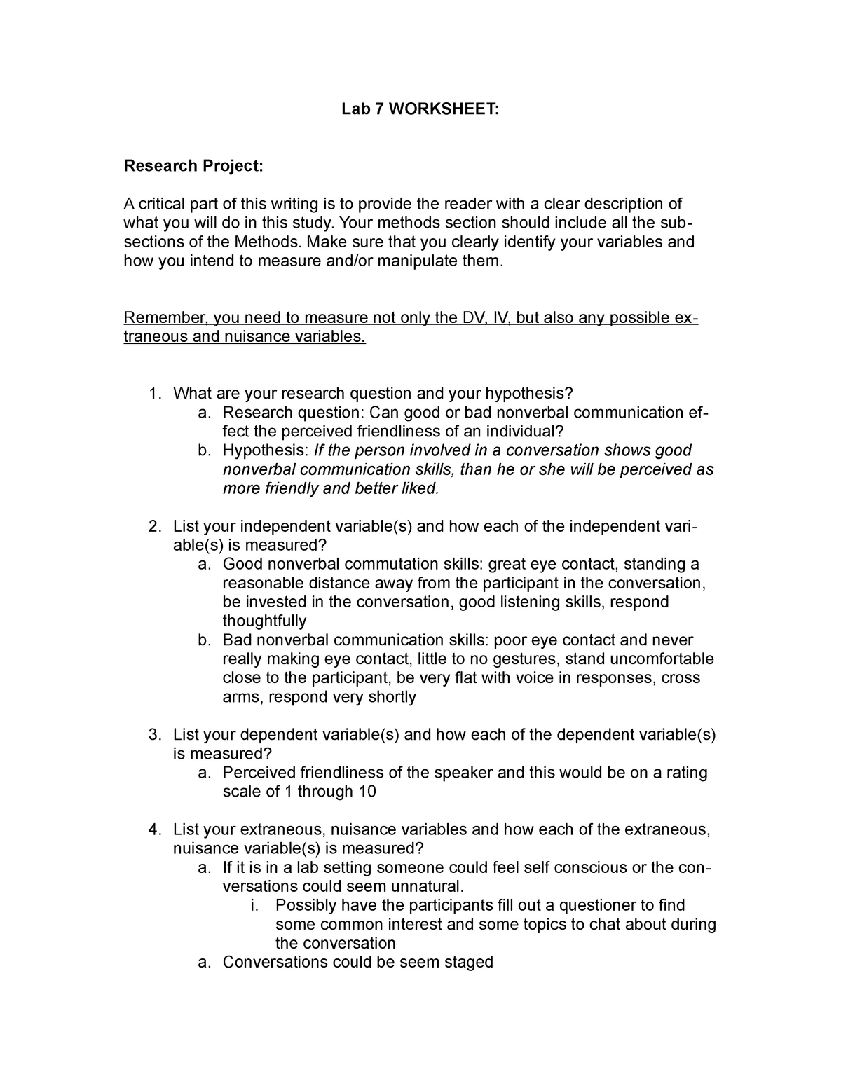 Lab22 Worksheet: Completed step by step - Lab 22 WORKSHEET: Research Inside Writing A Hypothesis Worksheet