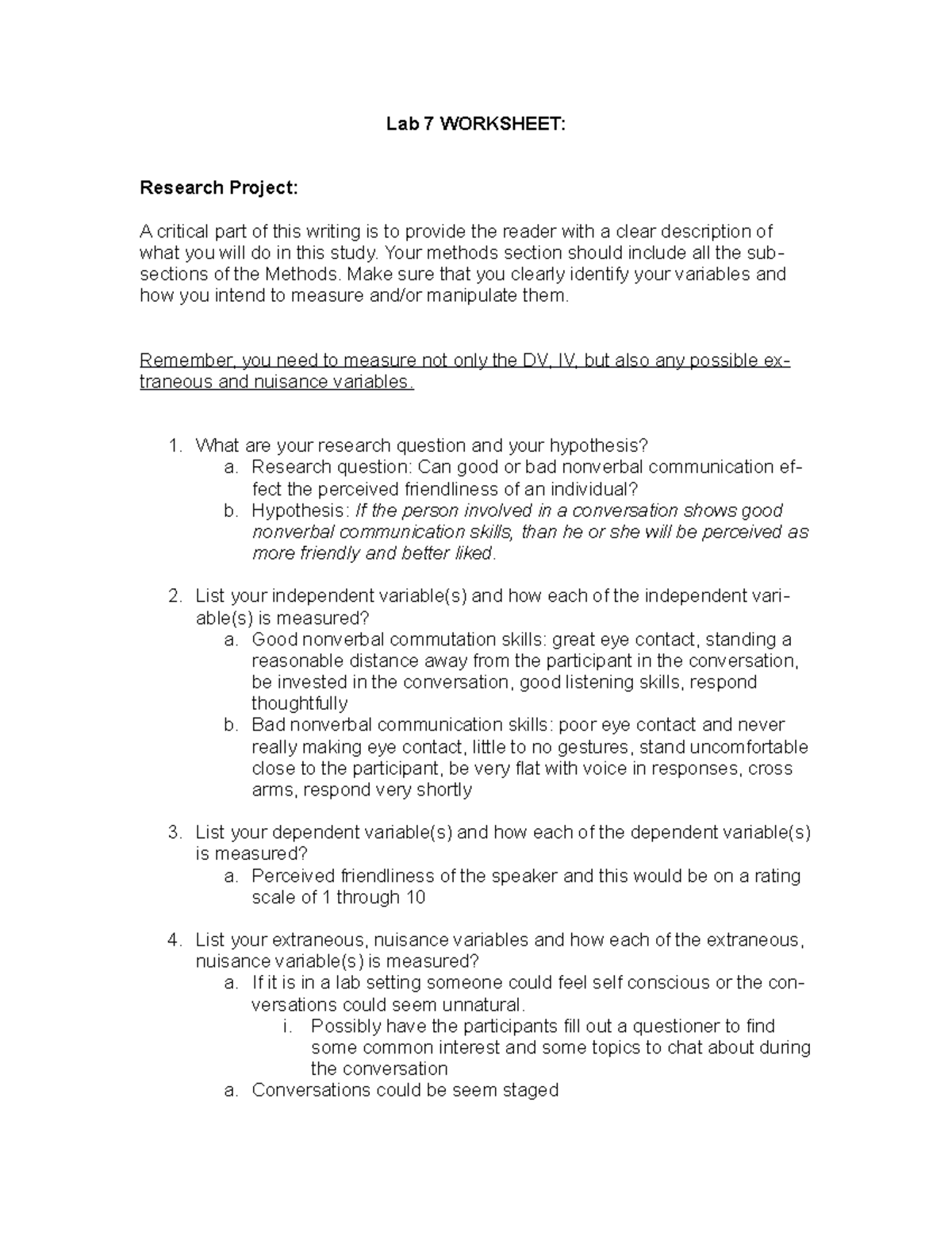 Lab22 Worksheet: Completed step by step - Lab 22 WORKSHEET: Research Inside Writing A Hypothesis Worksheet