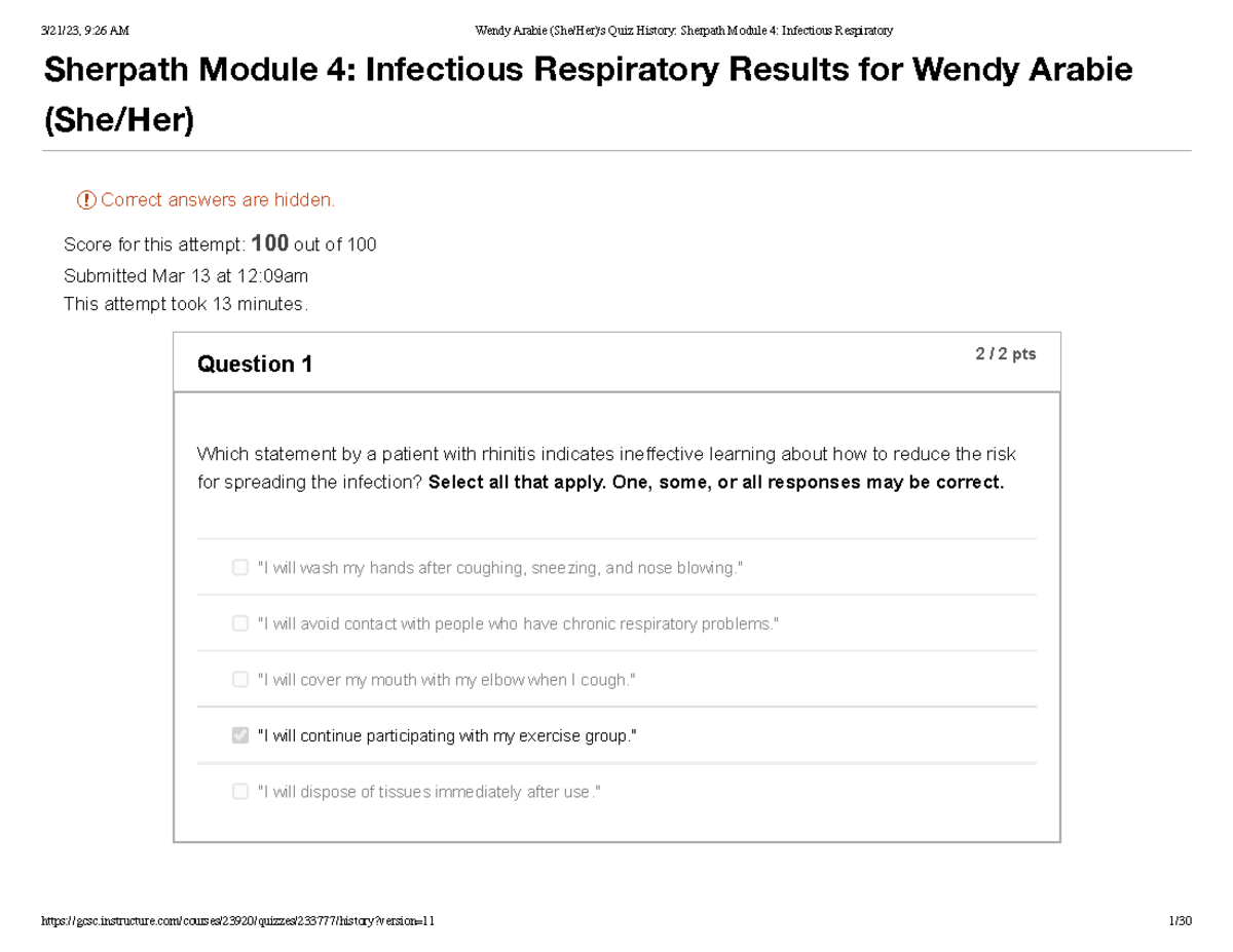 Infectious Resp - Sherpath Module 4: Infectious Respiratory Results for ...