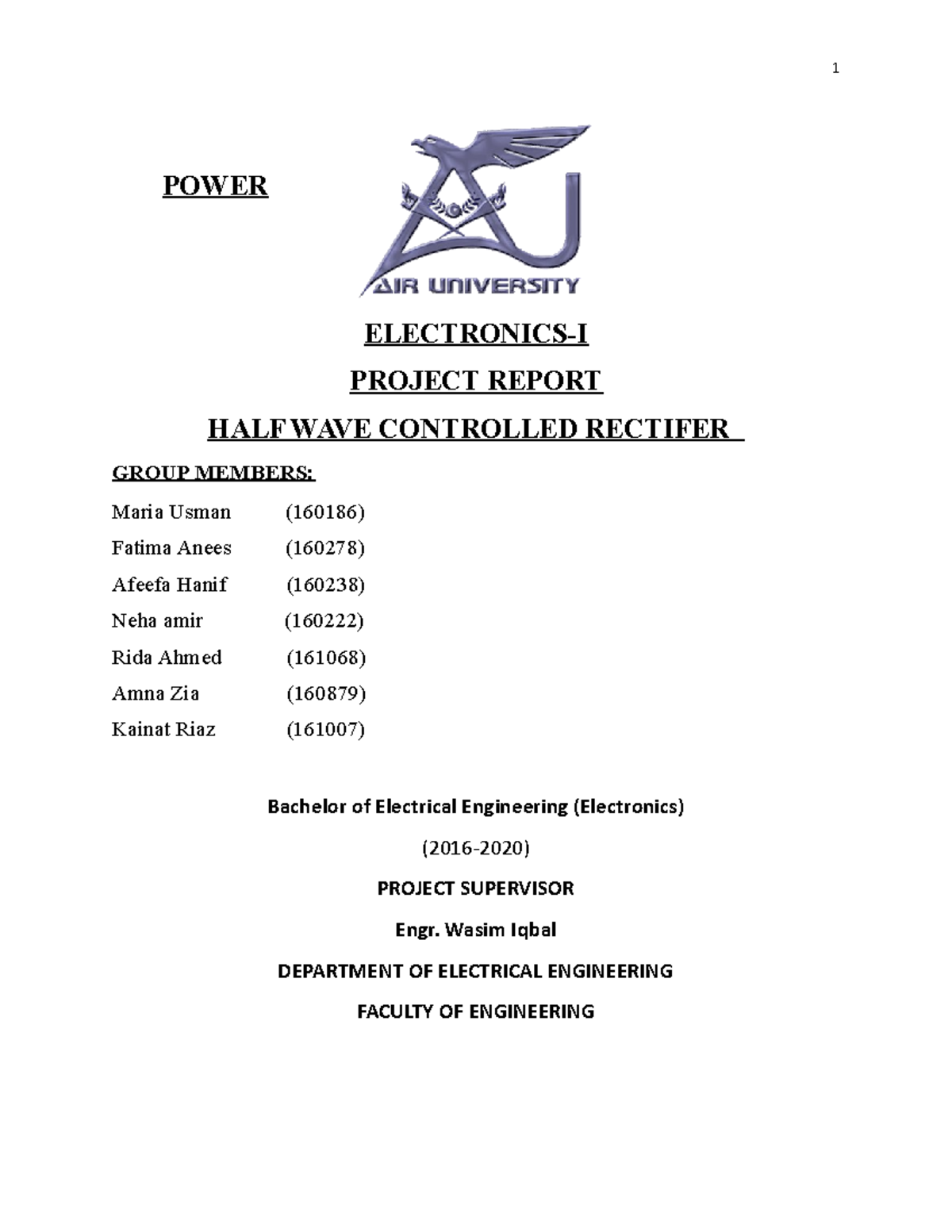 Power Electronics - Lecture Notes 1 - 1 POWER ELECTRONICS-I PROJECT ...