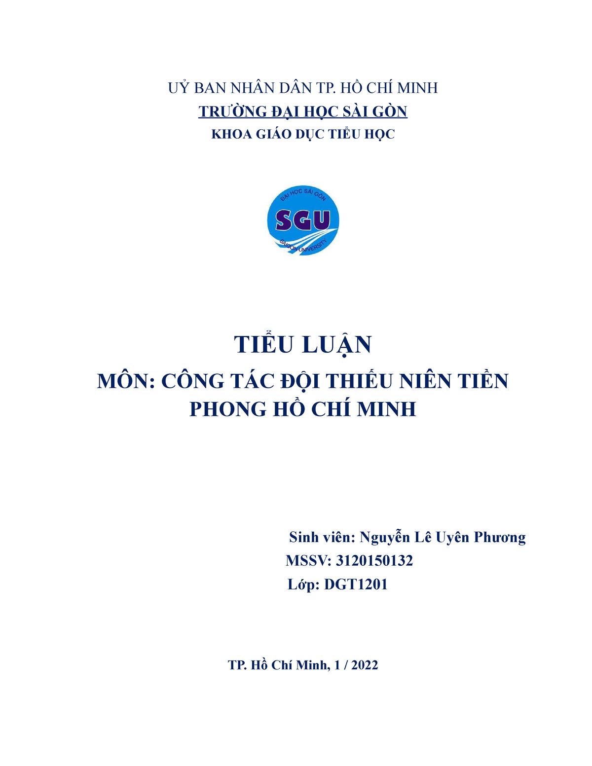 CÔNG TÁC ĐỘI FINAL TEST - UỶ BAN NHÂN DÂN TP. HỒ CHÍ MINH TRƯỜNG ĐẠI ...