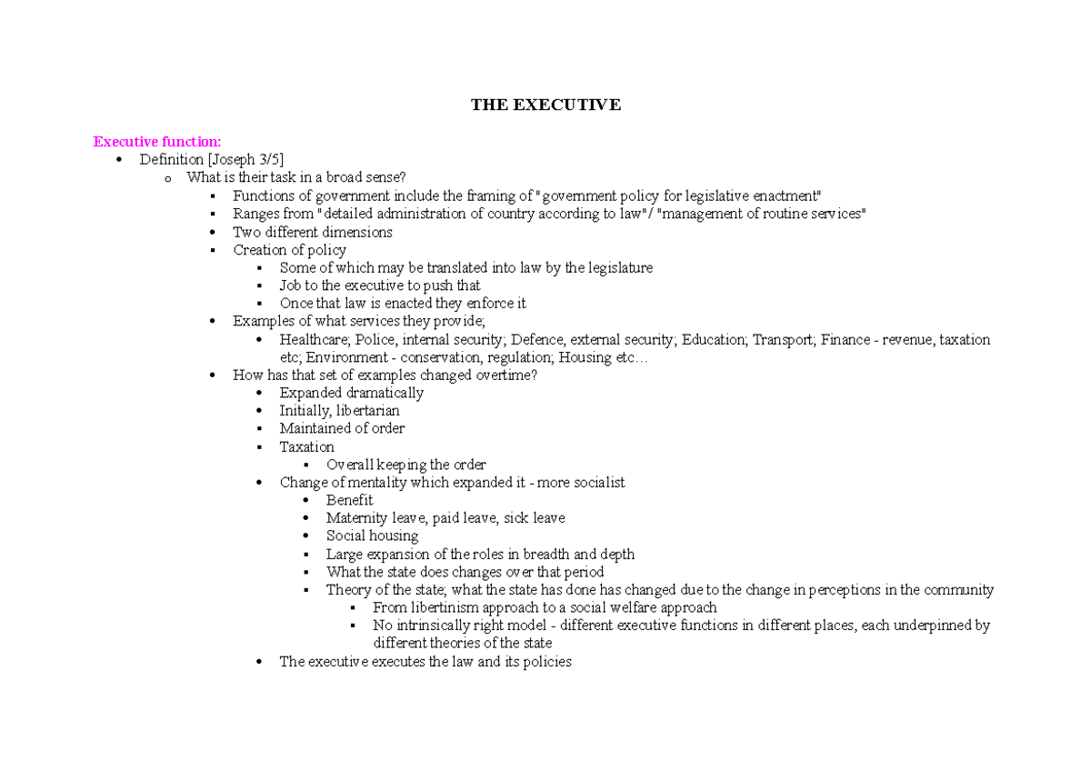 The executive studocu - Use as exam notes. - THE EXECUTIVE Executive ...