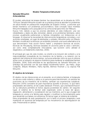 Modelo Terapéutico Estructural de Salvador Minuchin - Modelo Estructural  Salvador Minuchin - Studocu