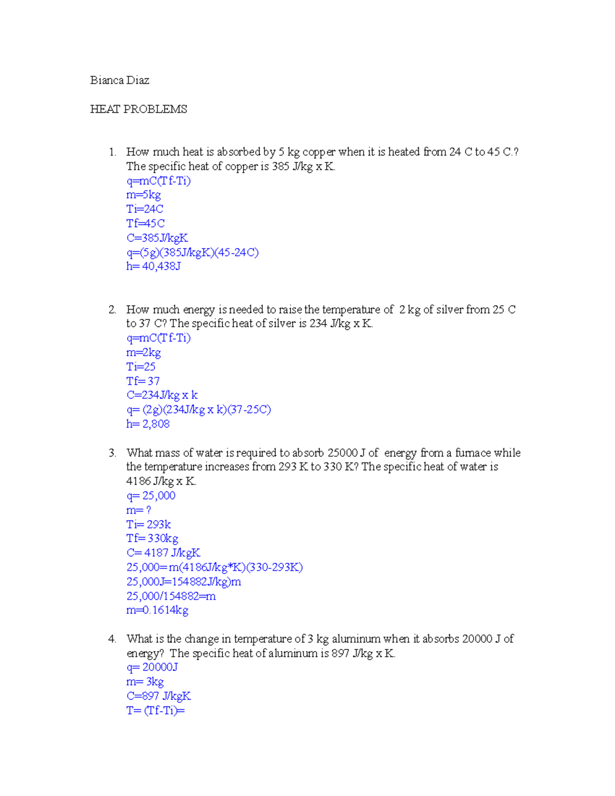 HEAT Problems - These are my notes. My notes are based of off my ...