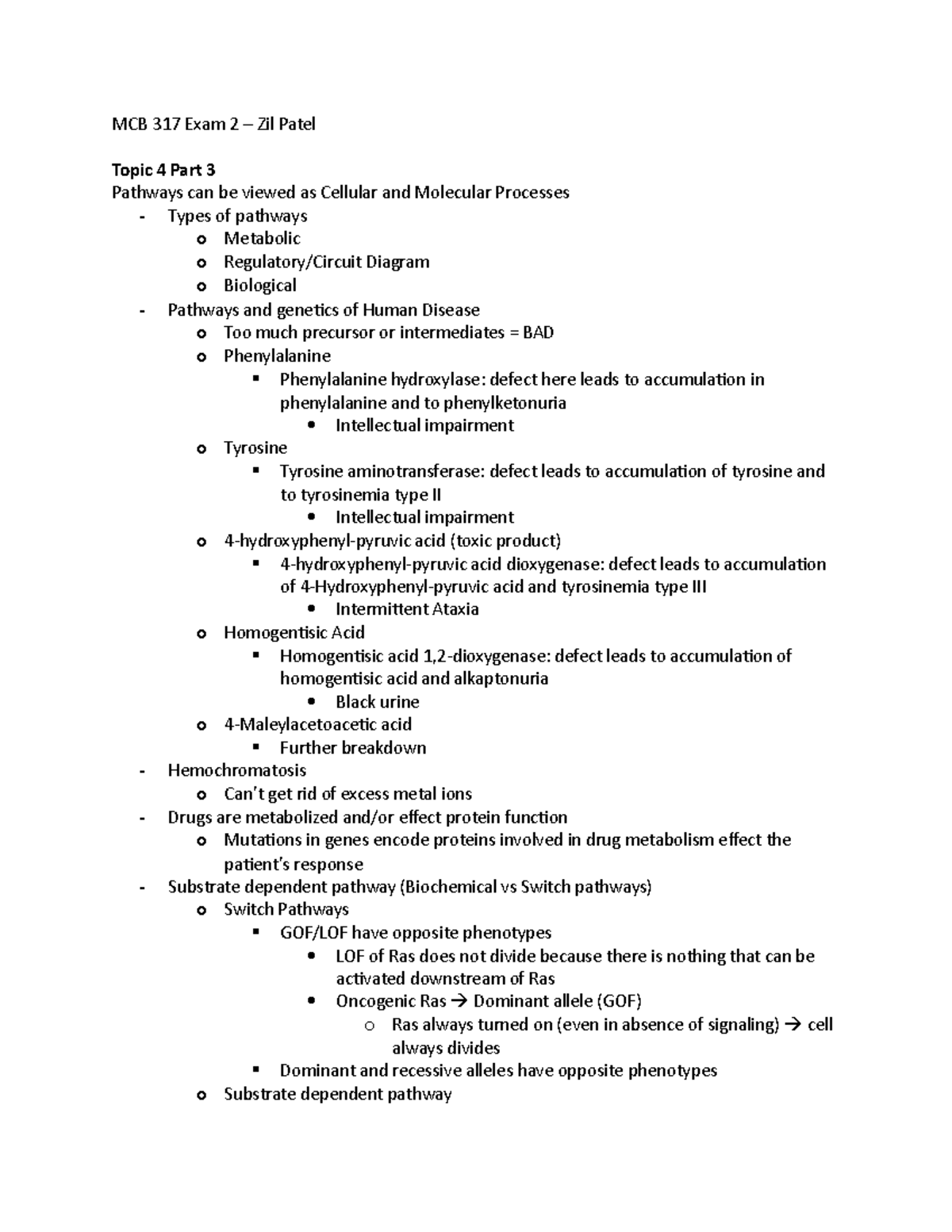 MCB 317 Exam 2 - Exam 2 study guide - MCB 317 Exam 2 – Zil Patel Topic ...