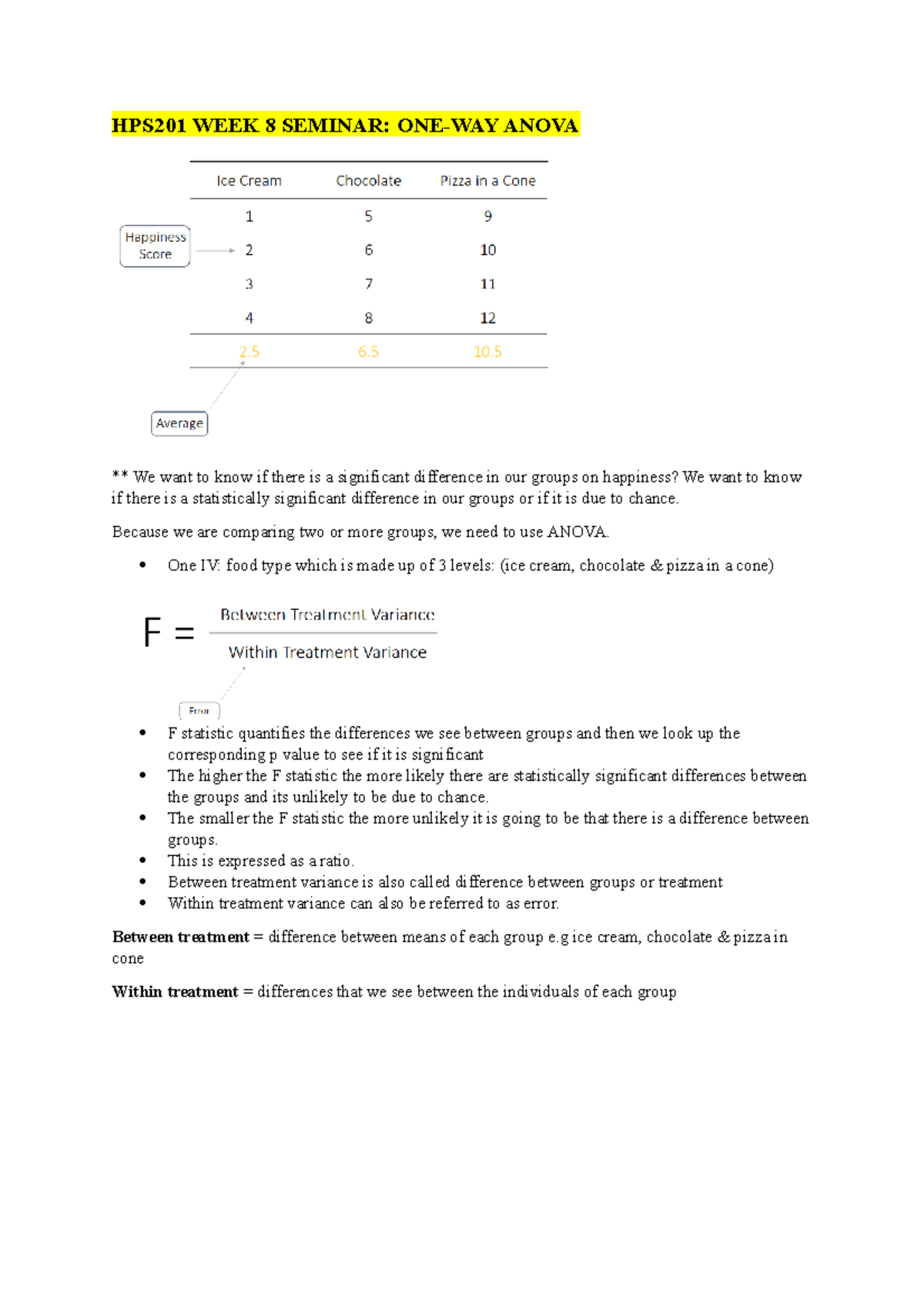 HPS201 Seminars WEEK 8 - 10 Notes - HPS201 WEEK 8 SEMINAR: ONE-WAY ...