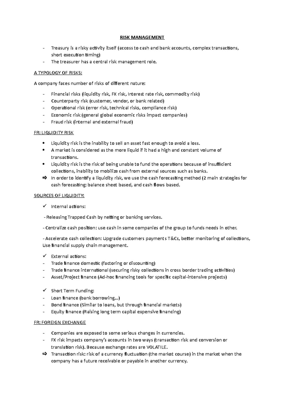 RISK Management - RISK MANAGEMENT Treasury is a risky activity itself ...