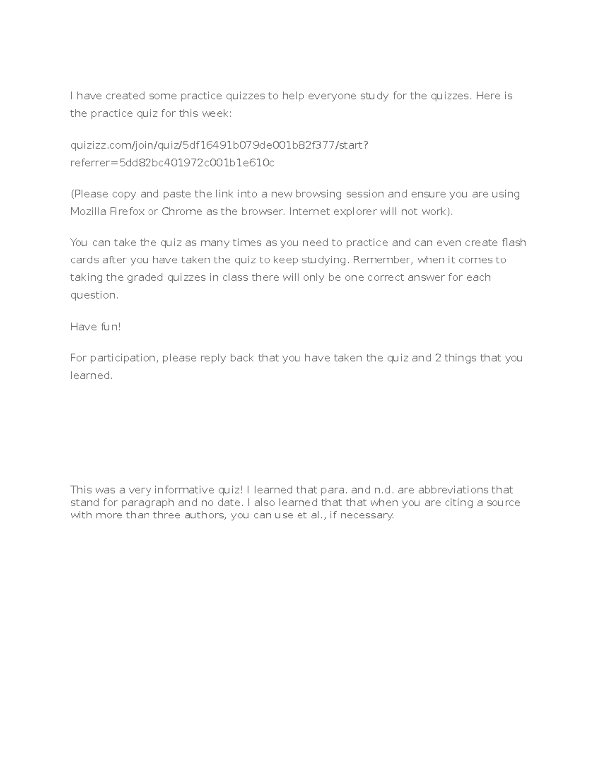 Week 4 Practice Quiz Course Participation Opportunityز I Have